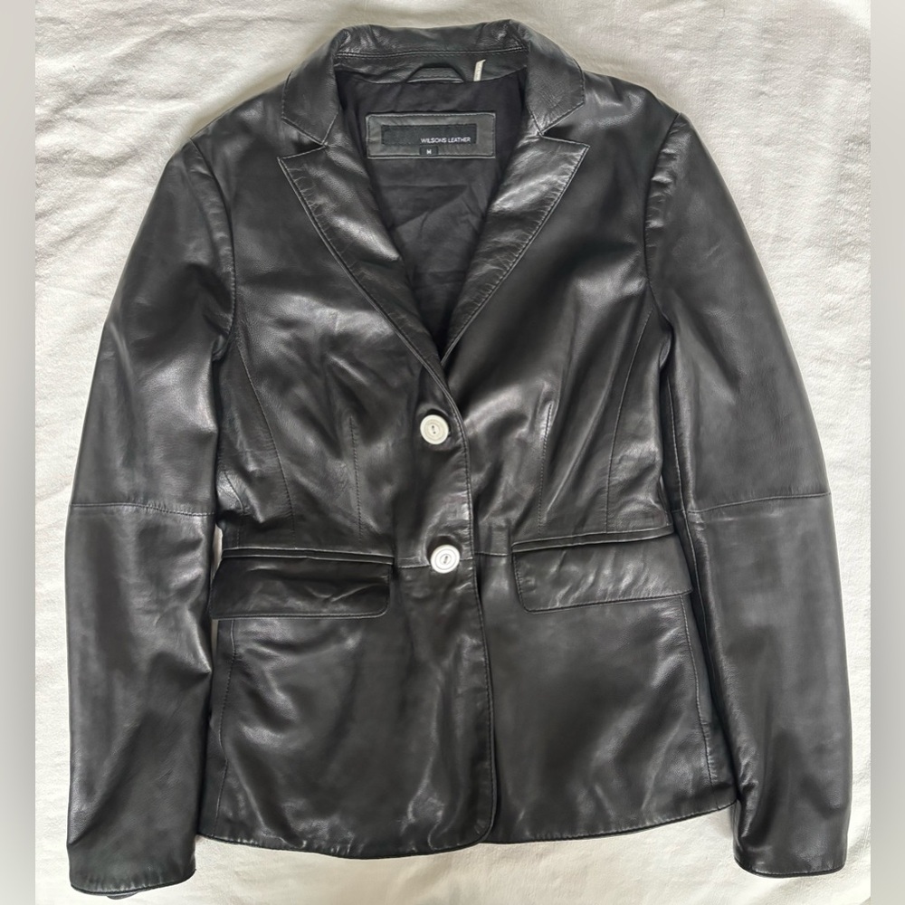 Vintage Wilson Leather Blazer Jacket. Size Medium, Black. Y2K